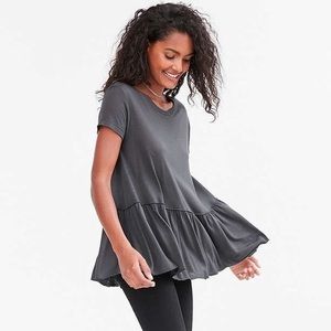 URBAN OUTFITTERS Dark Grey Peplum Tee